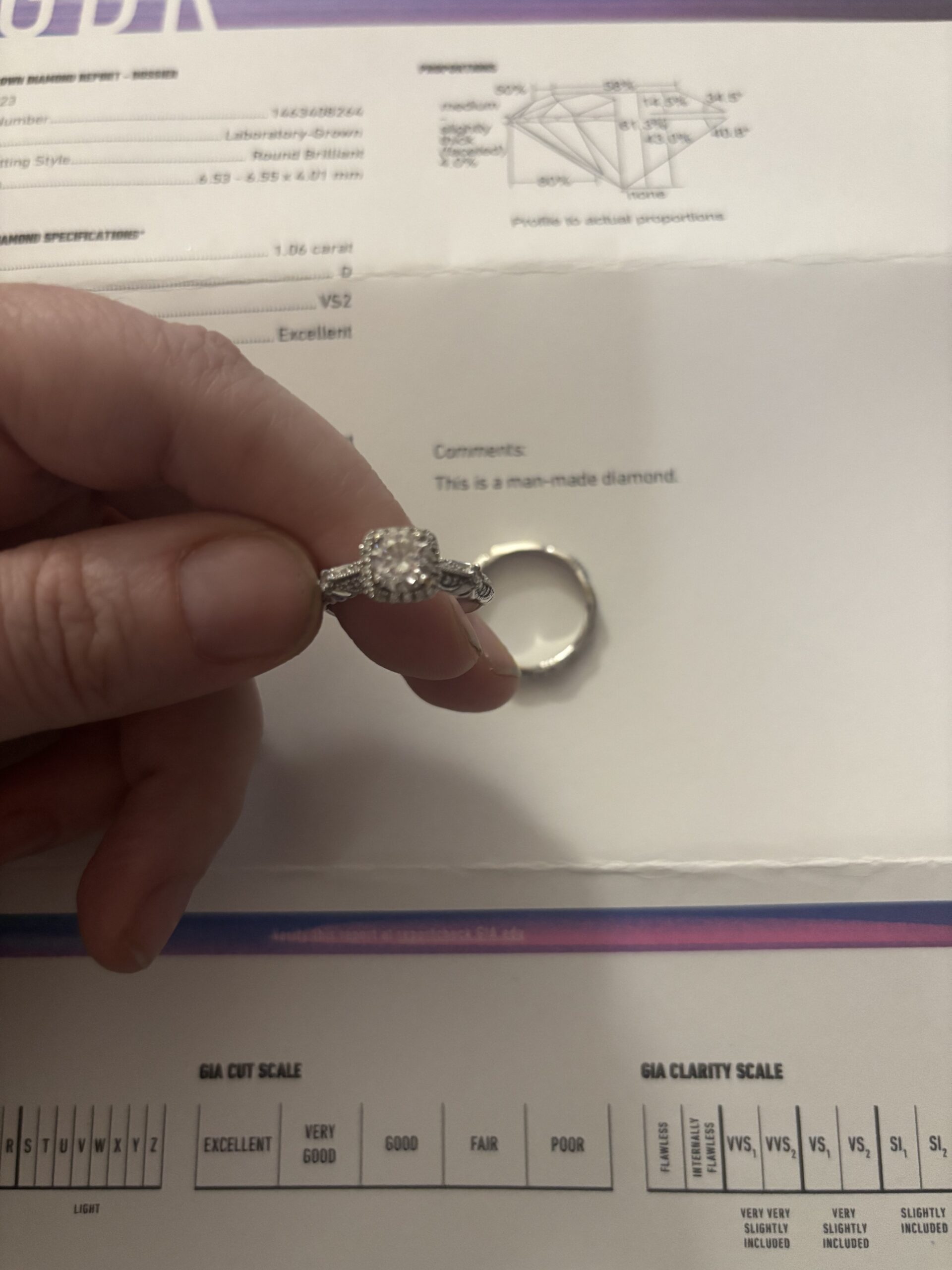 Not Sure/Unknown 1.06 Carat D VS2 Round Lab Grown Diamond Ring - Image 4