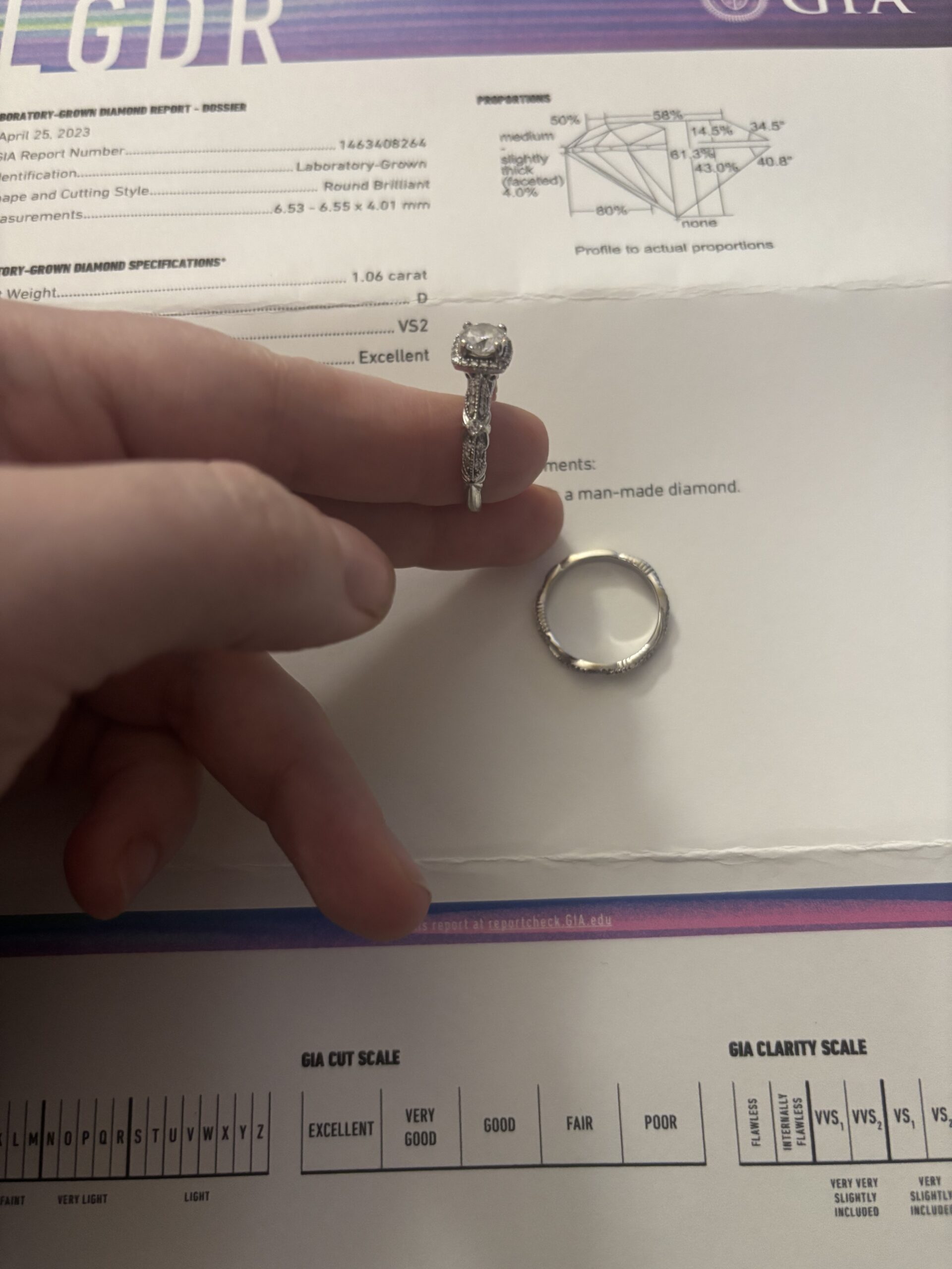 Not Sure/Unknown 1.06 Carat D VS2 Round Lab Grown Diamond Ring - Image 3