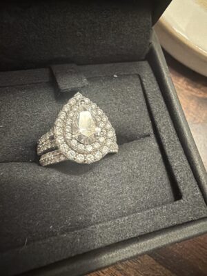 GSI 2.05 Carat F VS2 Pear Lab Grown Diamond Ring