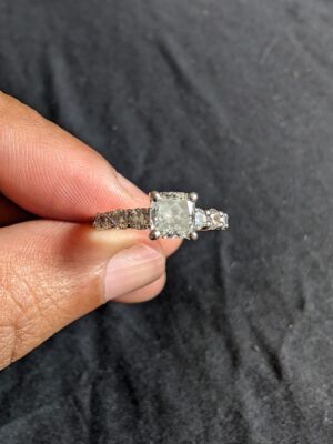 0.73 CT F VVS2 Lab Grown Square Cushion Cut Brilliant Diamond Ring